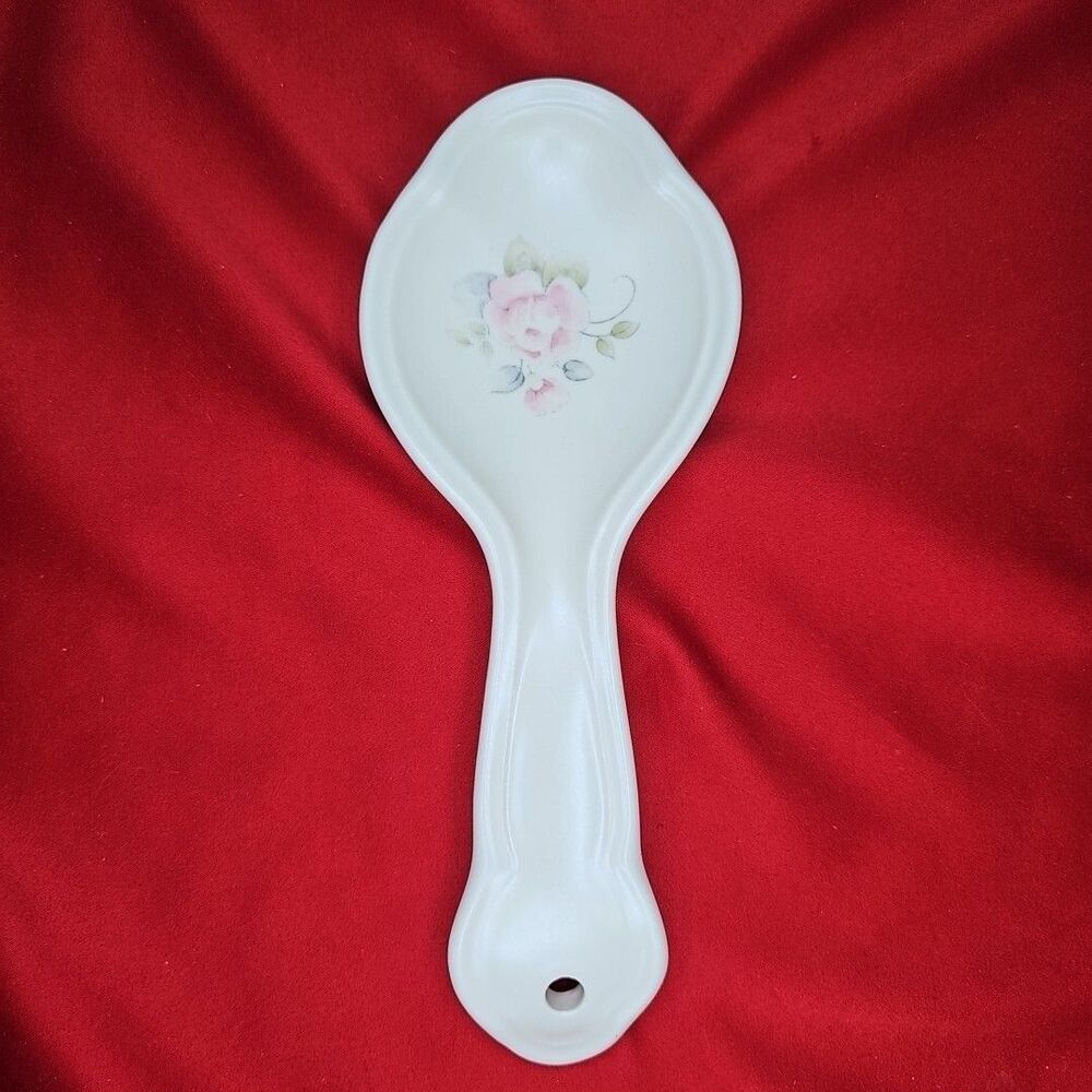 Spoon Rest Holder Pfaltzgraff Tea Rose Wall Hanging Decor 9" Pink Flowers